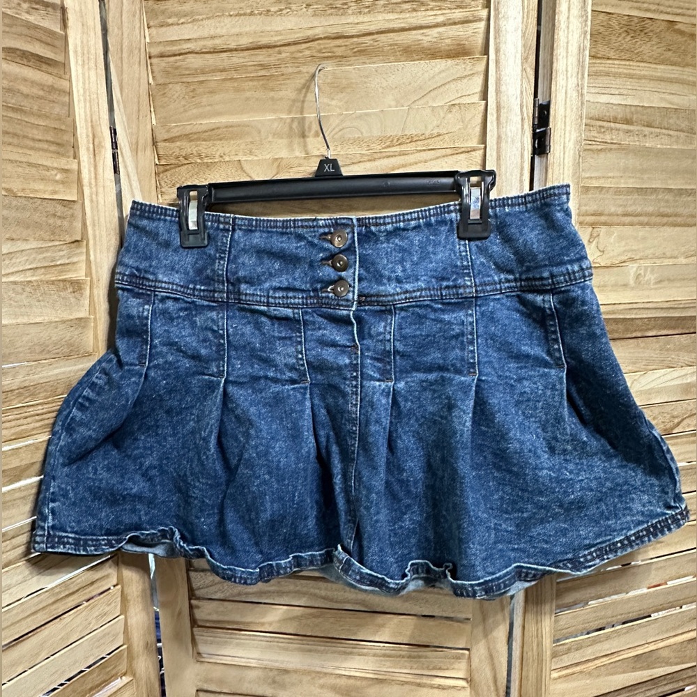 No Boundaries Denim Mini Skater Skirt